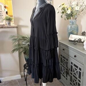Black Tiered Midi Dress XL Dress
